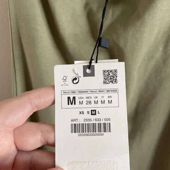 Zara Women M Olive Green Stretch Sleeveless Halter Midi Bodycon Dress NWT - Picture 10 of 10